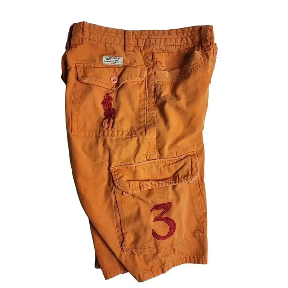 Polo Ralph Lauren Classic Cargo Shorts Men's Size 30 Orange Big Pony 3 - Picture 1 of 9
